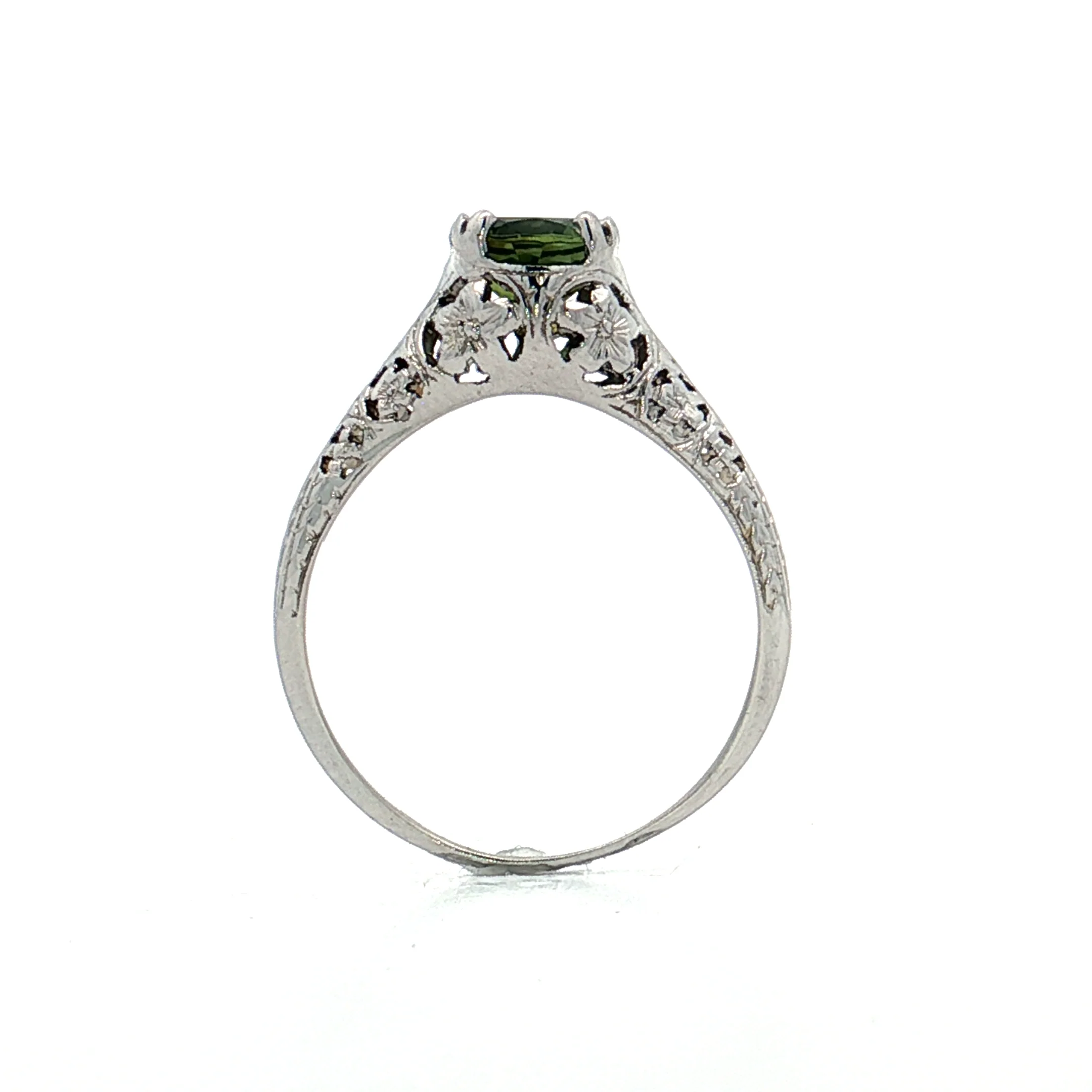 1 Carat Art Deco Tourmaline Engagement Ring 14k - Image 4