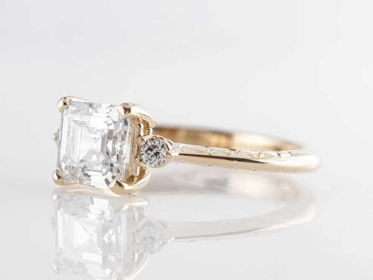 1 Carat Asscher Cut Diamond Engagement Ring in 14k - Image 2