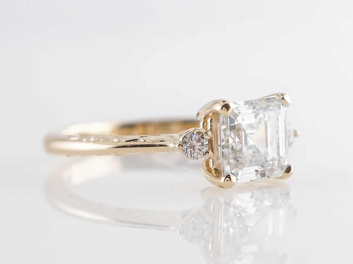 1 Carat Asscher Cut Diamond Engagement Ring in 14k - Image 3