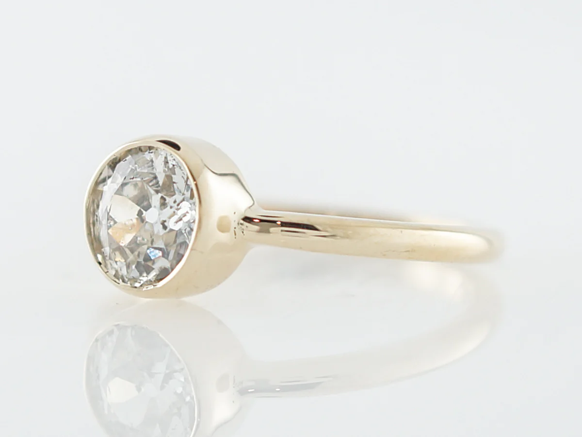 1 Carat Bezel Set European Cut Diamond Engagement Ring - Image 2
