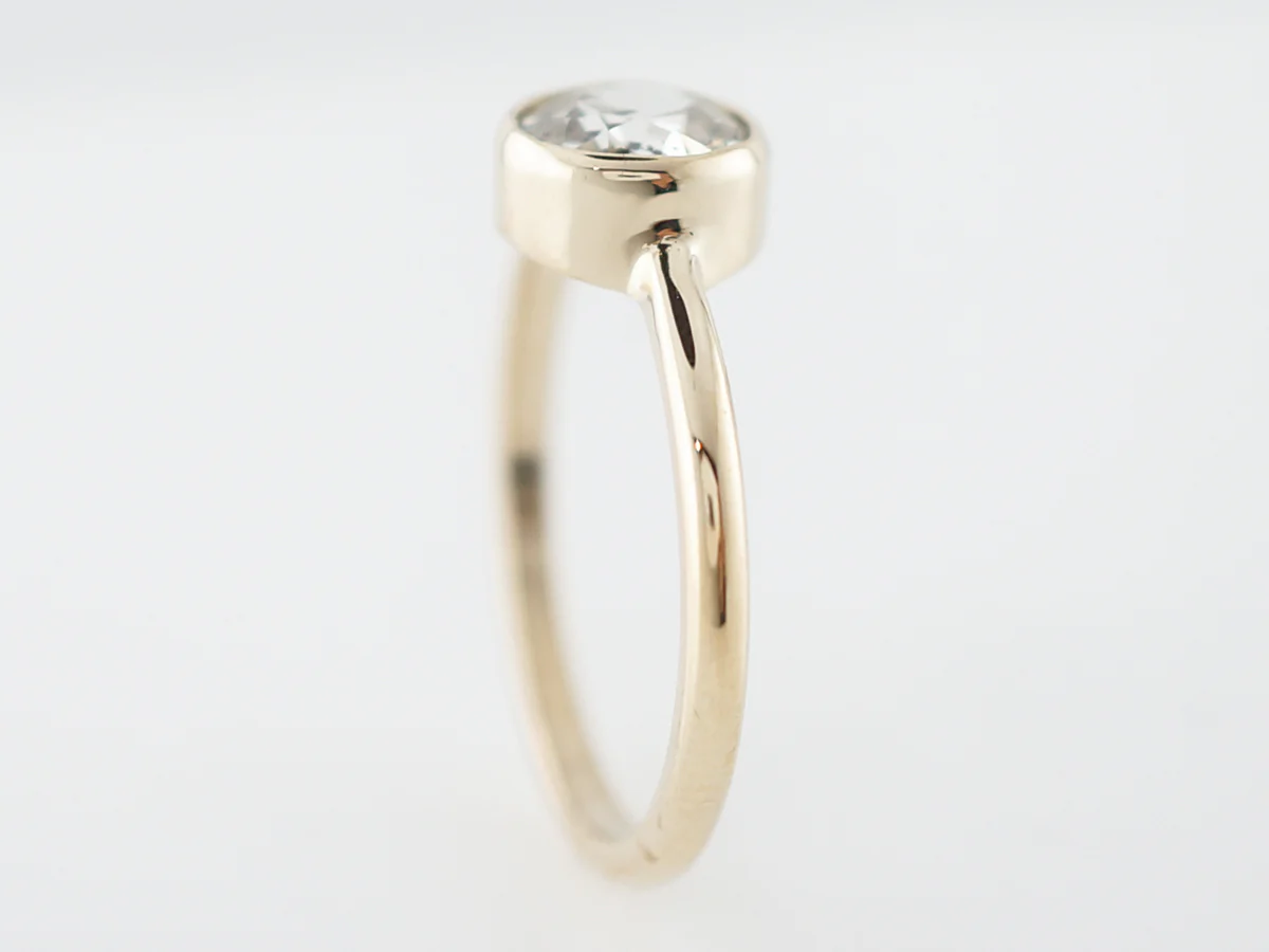 1 Carat Bezel Set European Cut Diamond Engagement Ring - Image 5