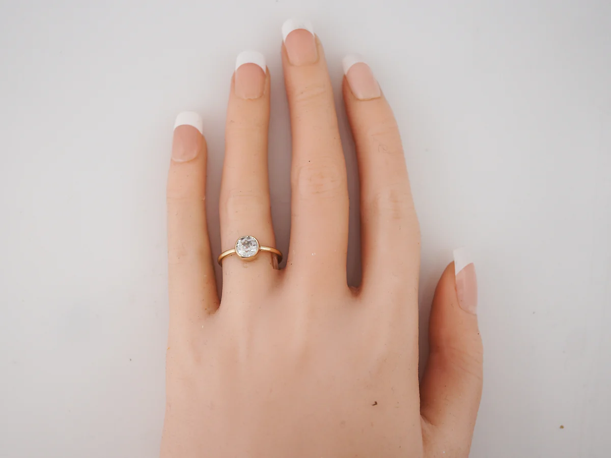 1 Carat Bezel Set European Cut Diamond Engagement Ring - Image 6