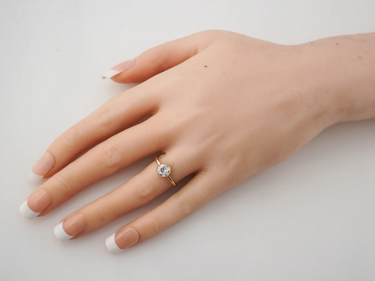 1 Carat Bezel Set European Cut Diamond Engagement Ring - Image 7