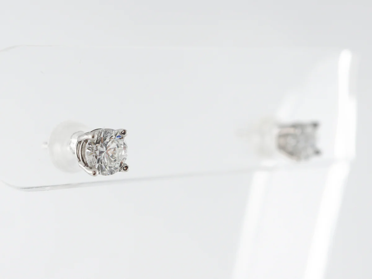 1 Carat Brilliant Diamond Earrings in Platinum - Image 2
