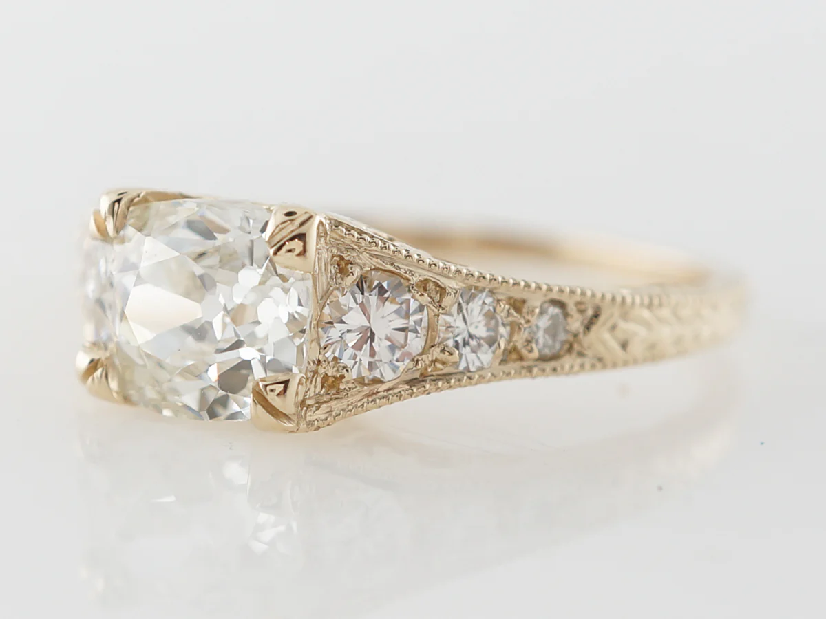 1 Carat Cushion Cut Engagement Ring in Yellow Gold - Image 2