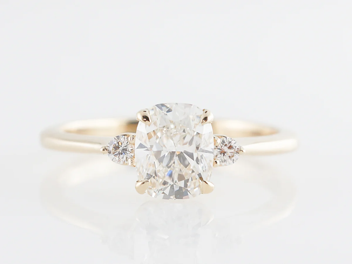 1 Carat Cushion Diamond Engagement Ring in 14k Yellow Gold