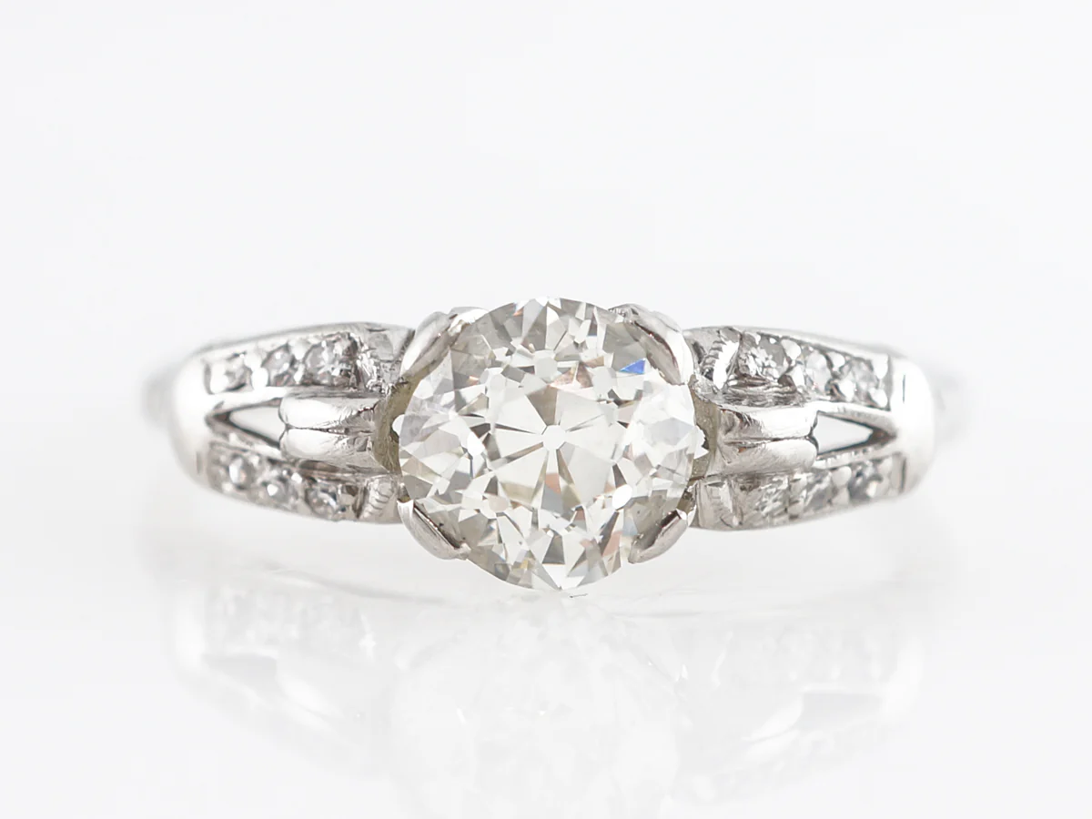 1 Carat Deco Diamond Engagement Ring in Platinum
