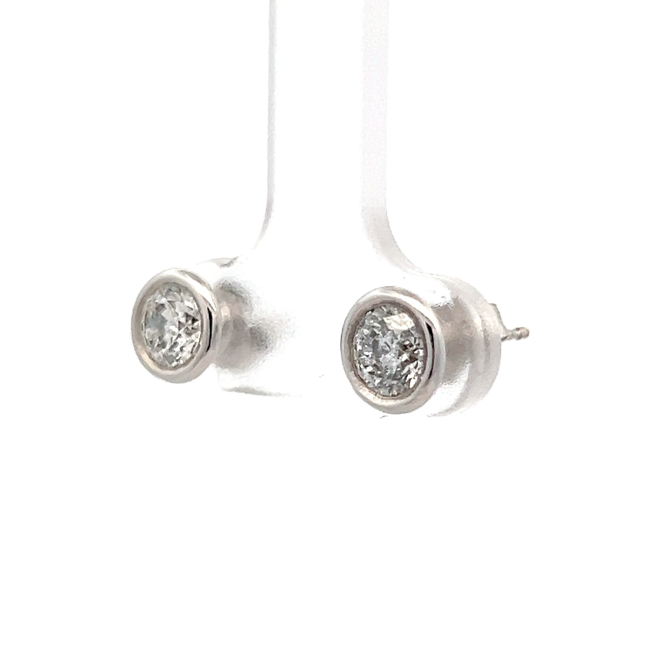 1 Carat Diamond Earring Studs in 14k White Gold - Image 2