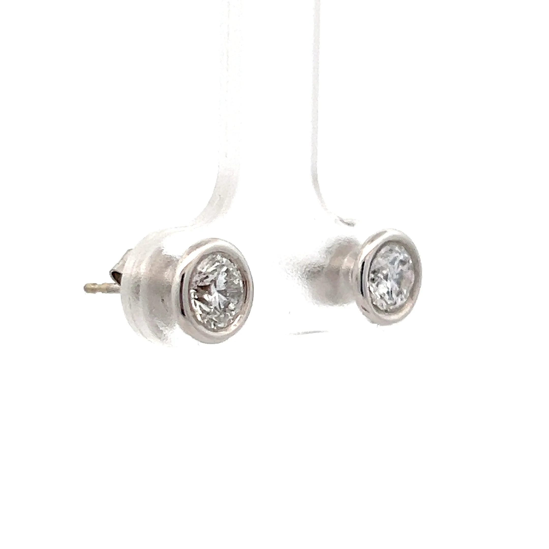 1 Carat Diamond Earring Studs in 14k White Gold - Image 3