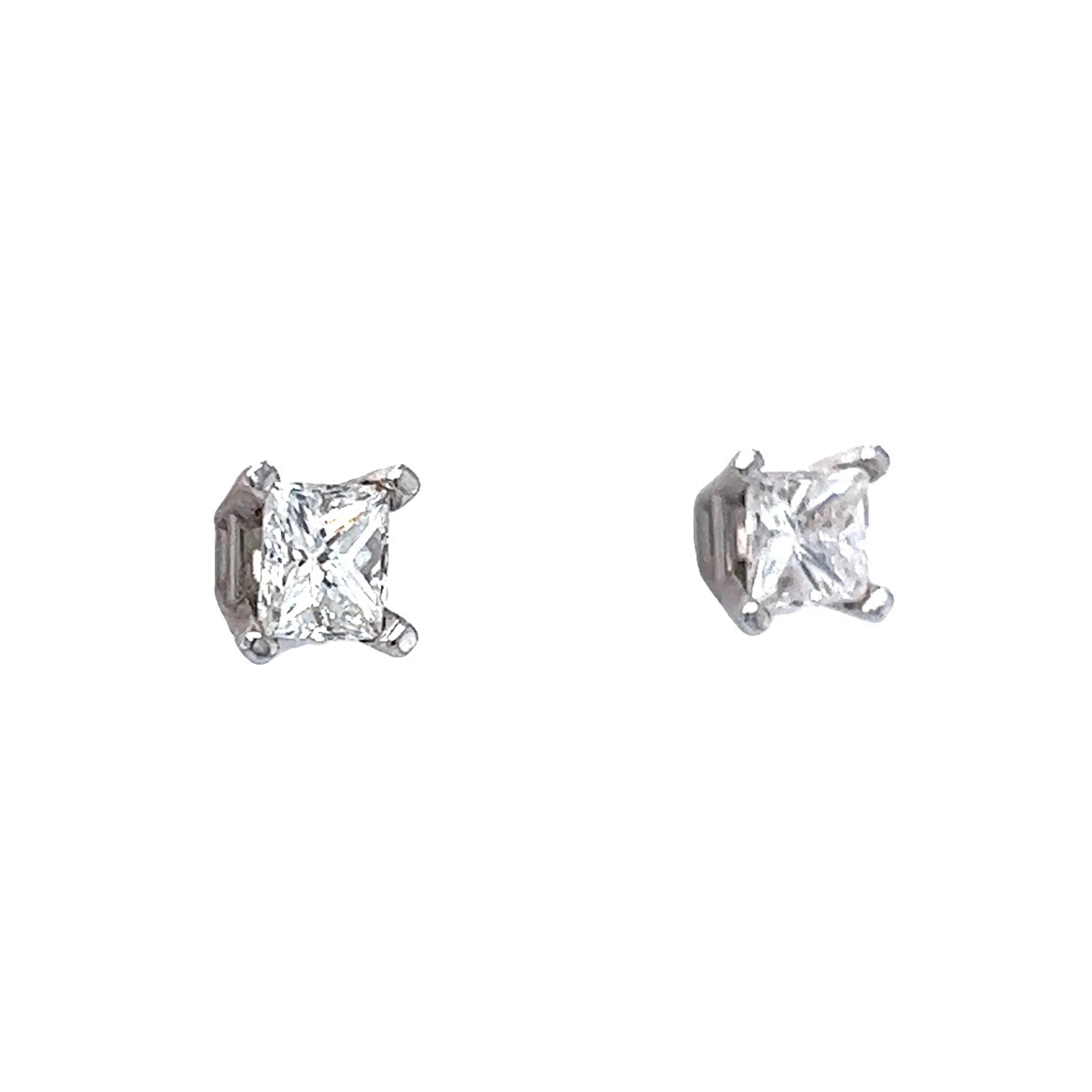 1 Carat Diamond Earring Studs in 14k White Gold - Image 3