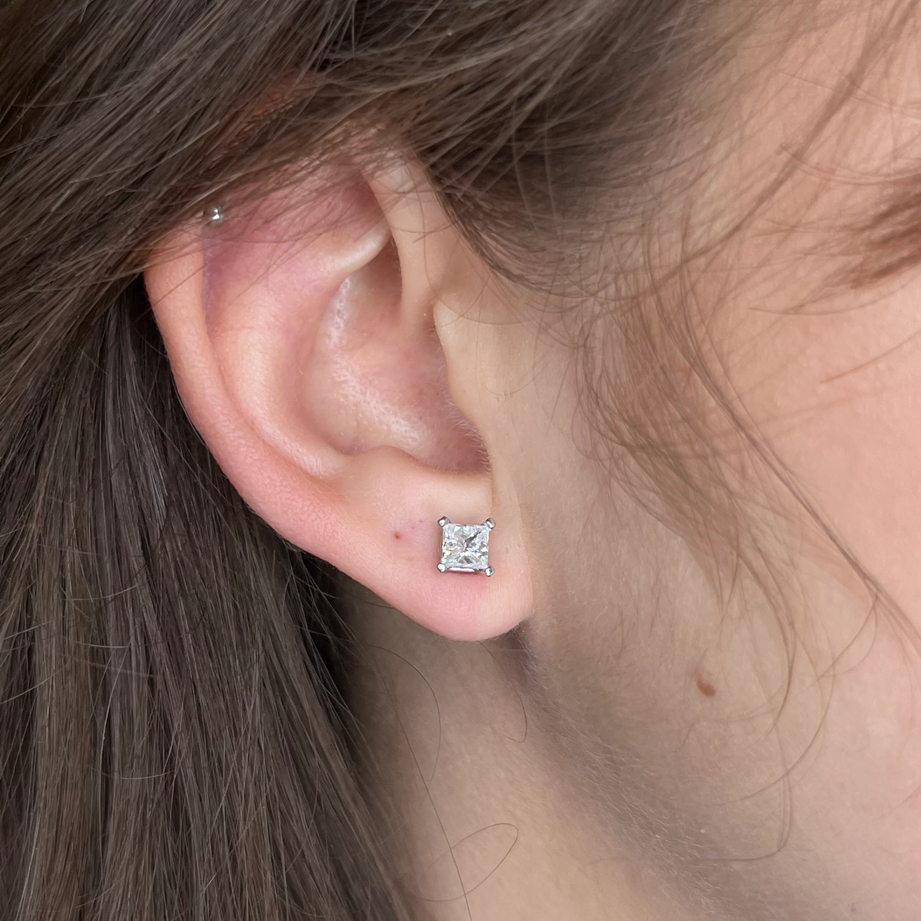 1 Carat Diamond Earring Studs in 14k White Gold - Image 4