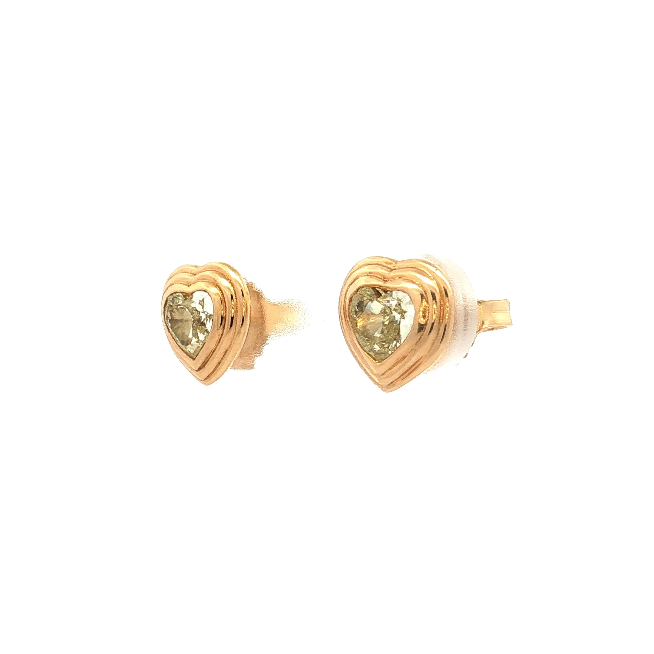 1 Carat Diamond Heart Earrings 18k Yellow Gold - Image 2