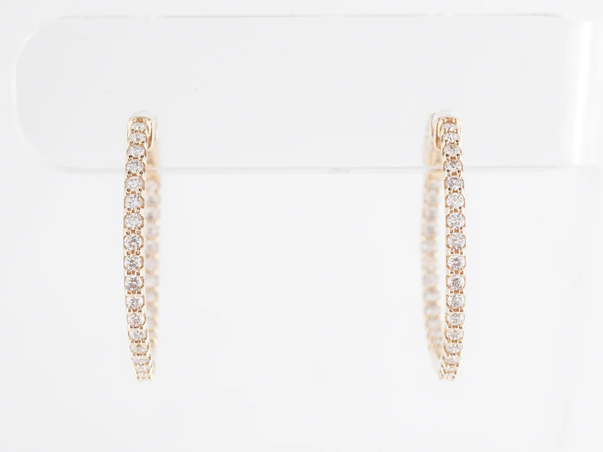 1 Carat Diamond Hoop Earrings in 14k Yellow Gold