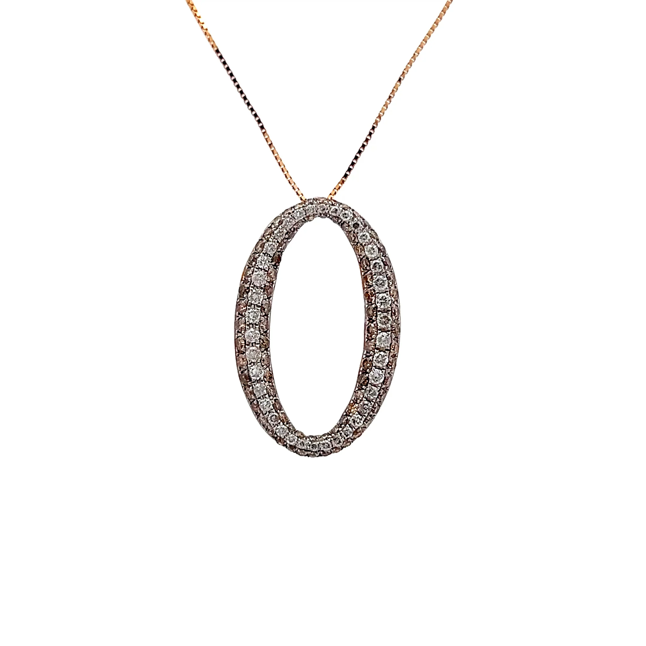 1 Carat Diamond Oval Pendant Necklace in 14k Rose Gold