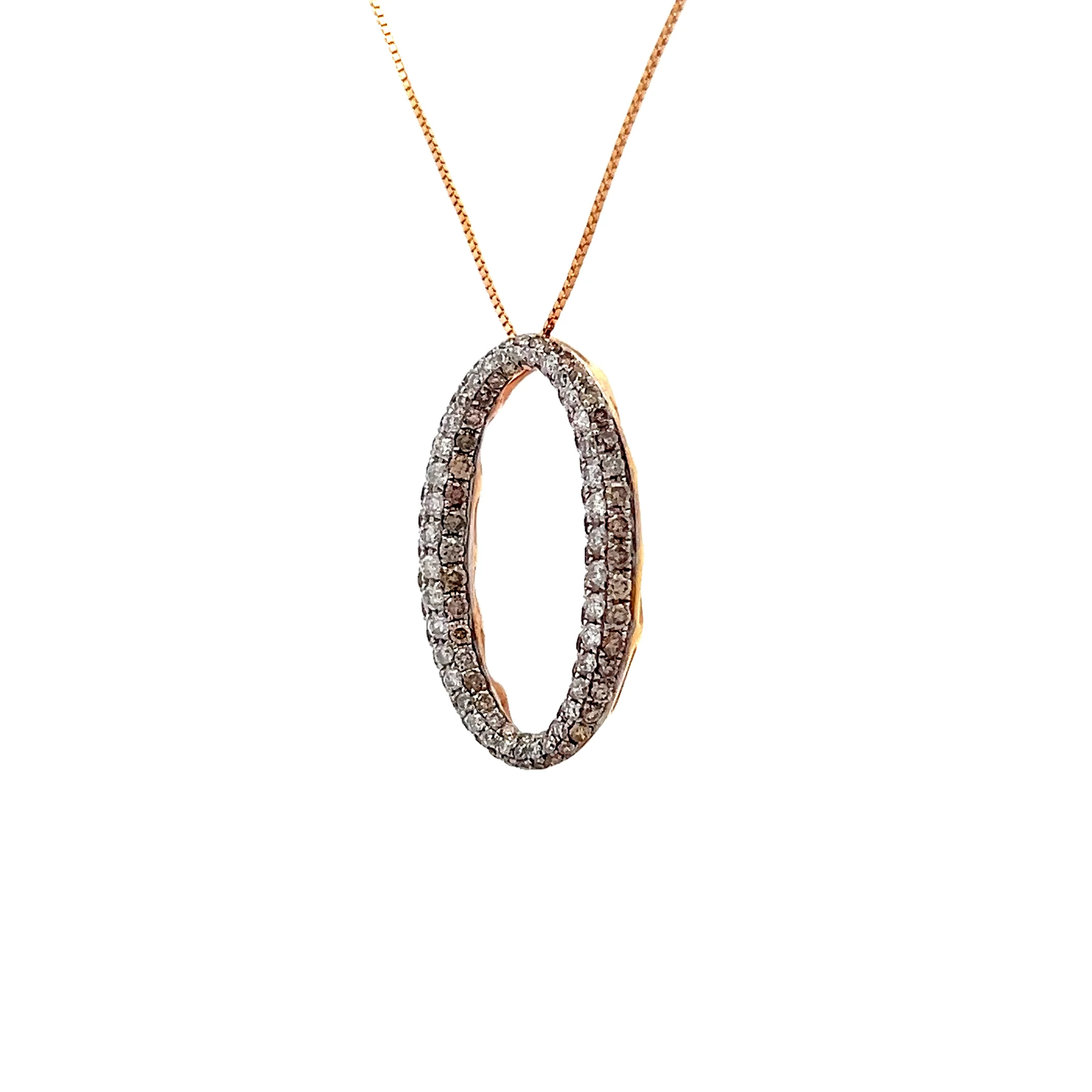 1 Carat Diamond Oval Pendant Necklace in 14k Rose Gold - Image 2