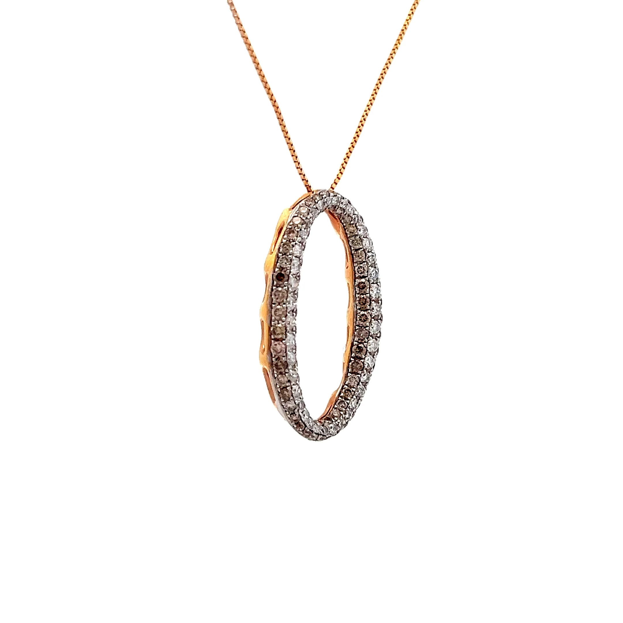 1 Carat Diamond Oval Pendant Necklace in 14k Rose Gold - Image 3