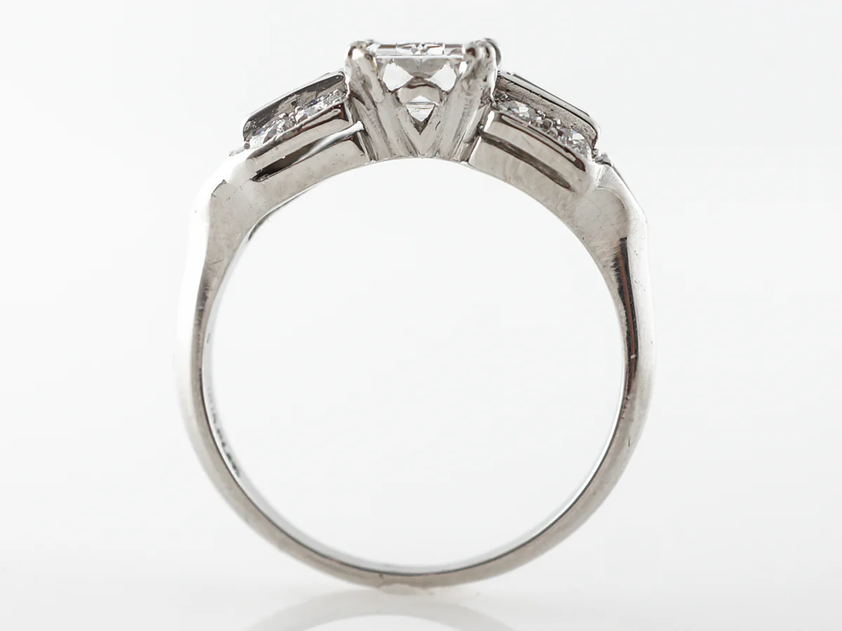 1 Carat Emerald Cut Diamond Art Deco Engagement Ring Platinum - Image 4