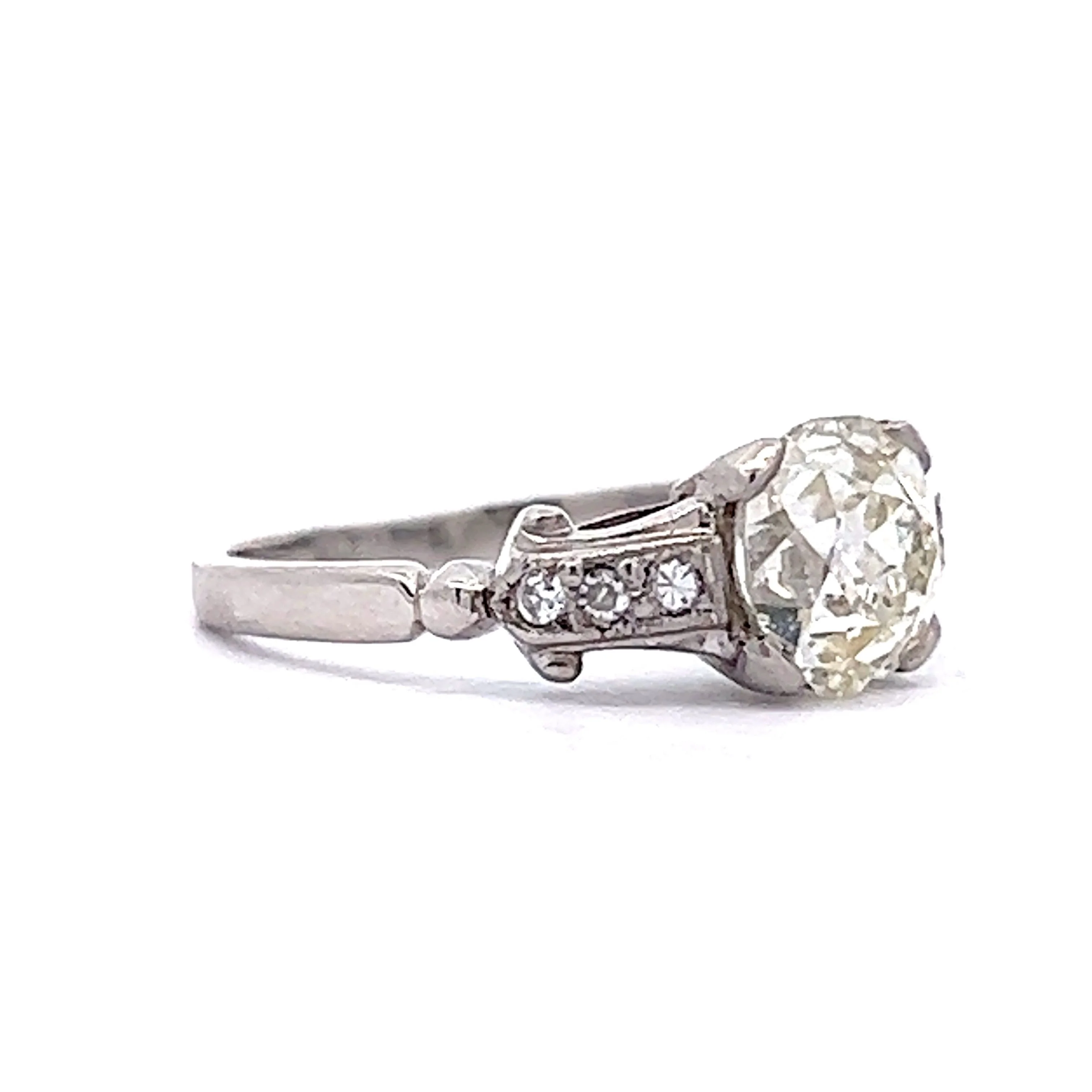 1 Carat European Cut Diamond Art Deco Engagement Ring - Image 3