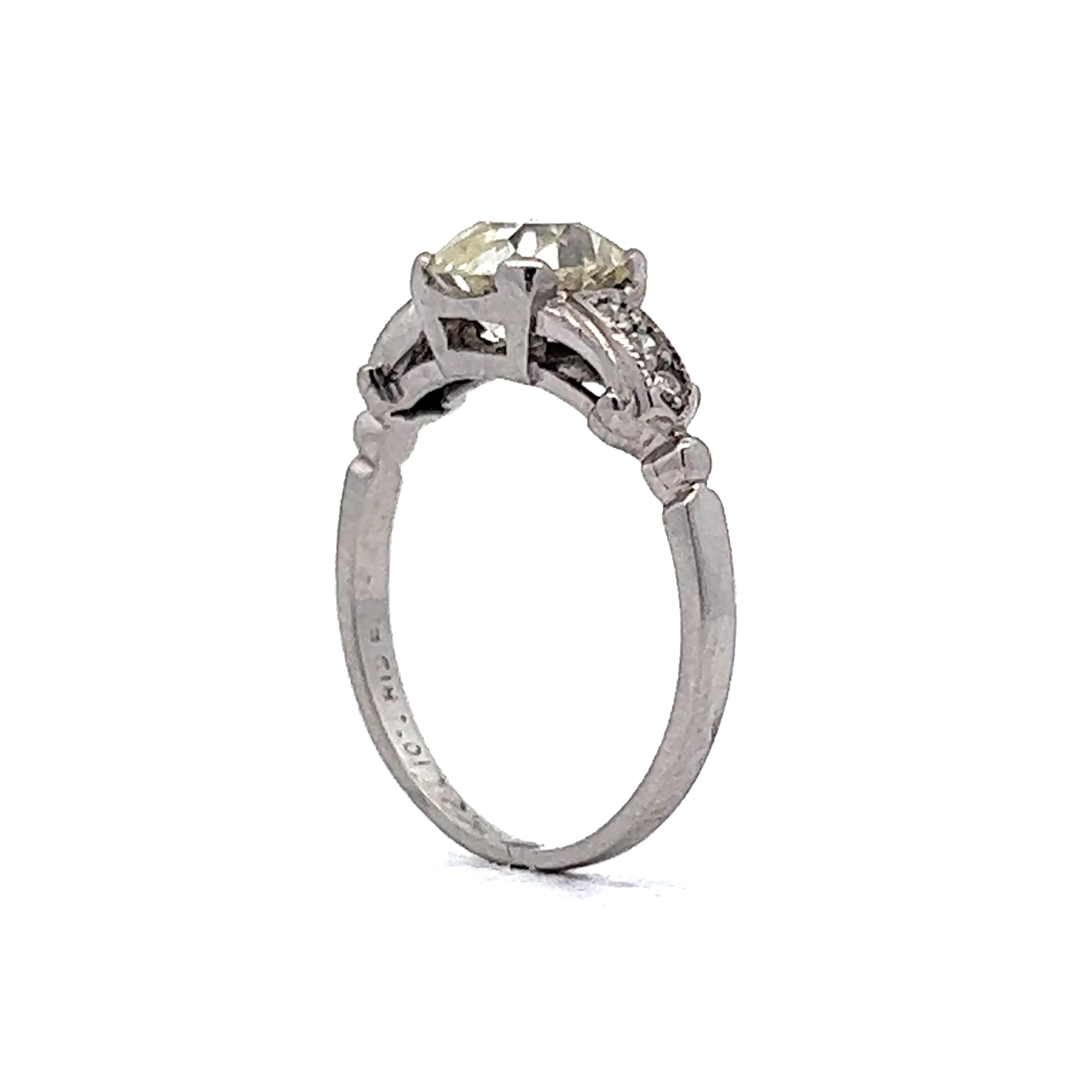 1 Carat European Cut Diamond Art Deco Engagement Ring - Image 5
