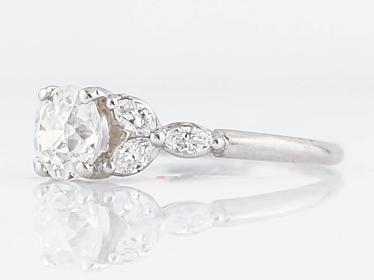 Art Deco 1 Carat European Diamond Floral Engagement Ring - Image 2