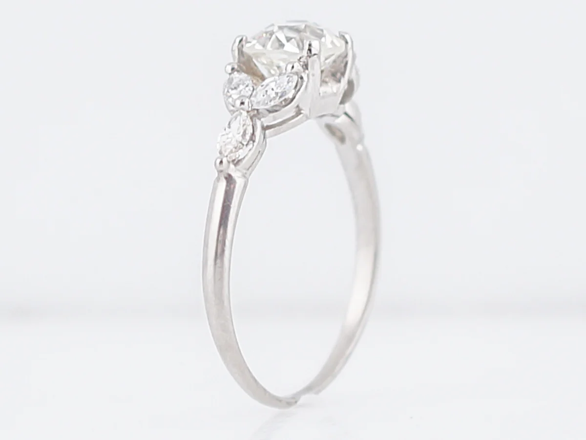 Art Deco 1 Carat European Diamond Floral Engagement Ring - Image 5