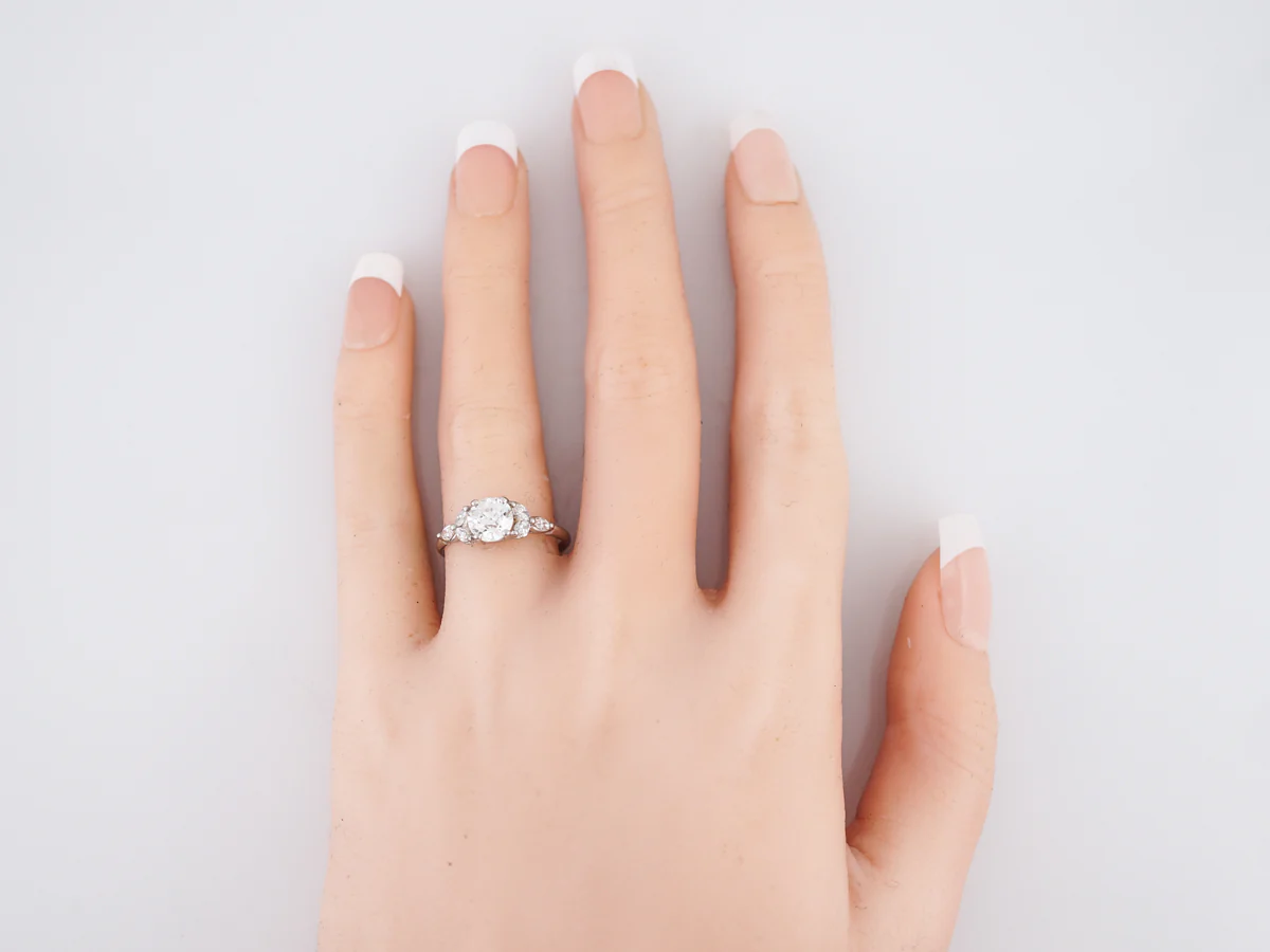 Art Deco 1 Carat European Diamond Floral Engagement Ring - Image 6