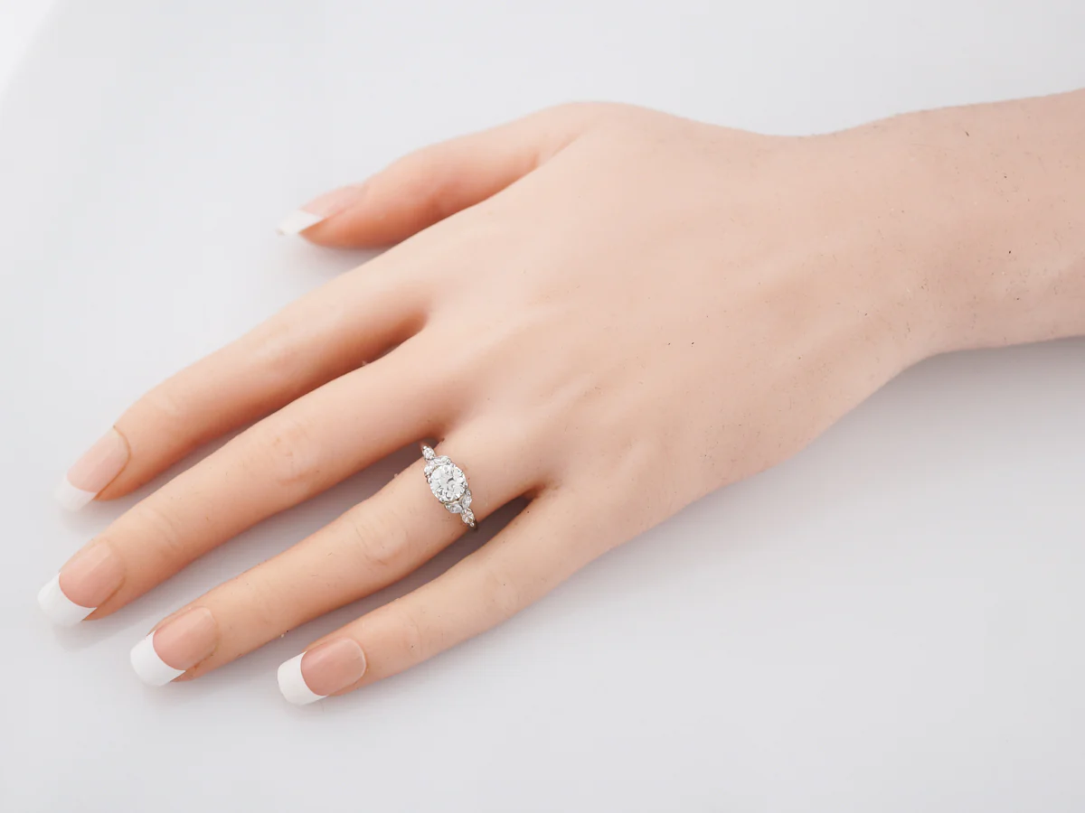 Art Deco 1 Carat European Diamond Floral Engagement Ring - Image 7