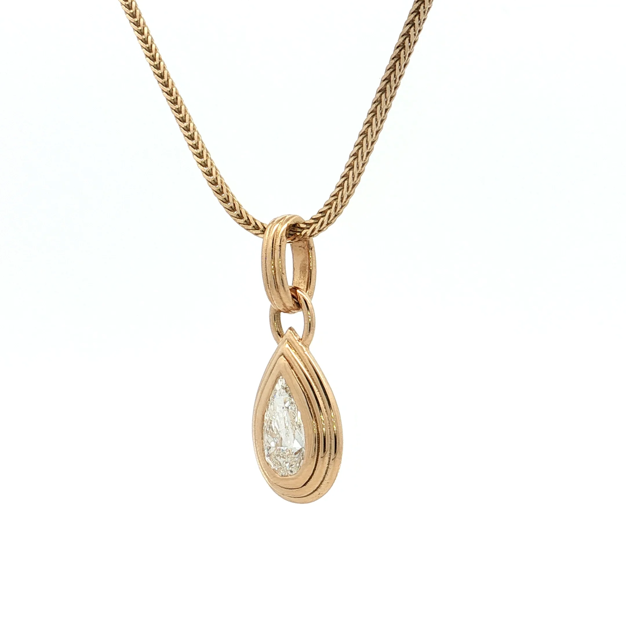 1 Carat GIA Pear Diamond Pendant Necklace 18k - Image 2