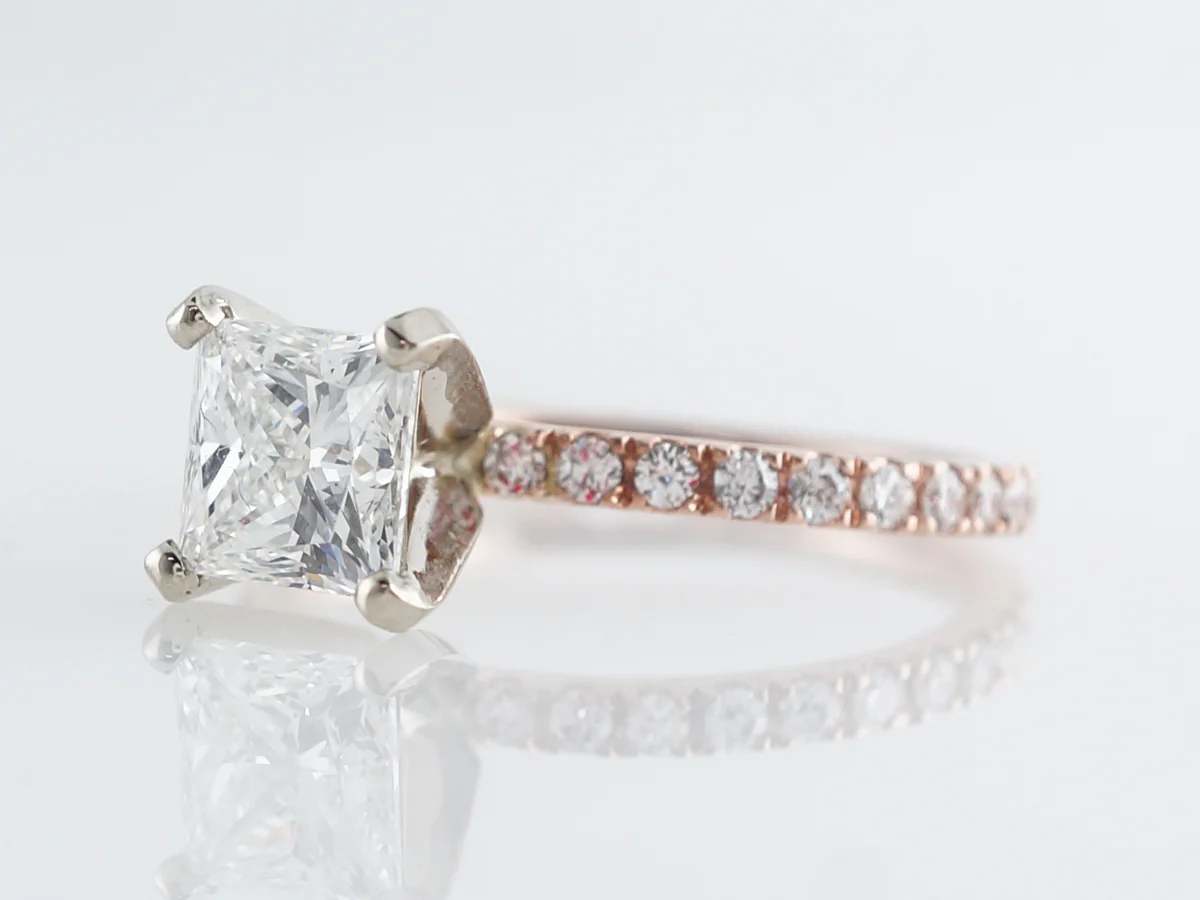 1 Carat GIA Princess Cut Diamond Engagement Ring in 14k - Image 2