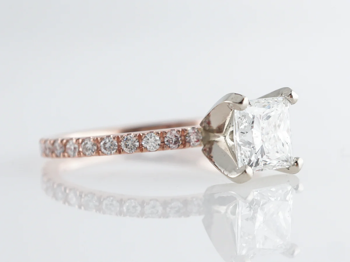1 Carat GIA Princess Cut Diamond Engagement Ring in 14k - Image 3