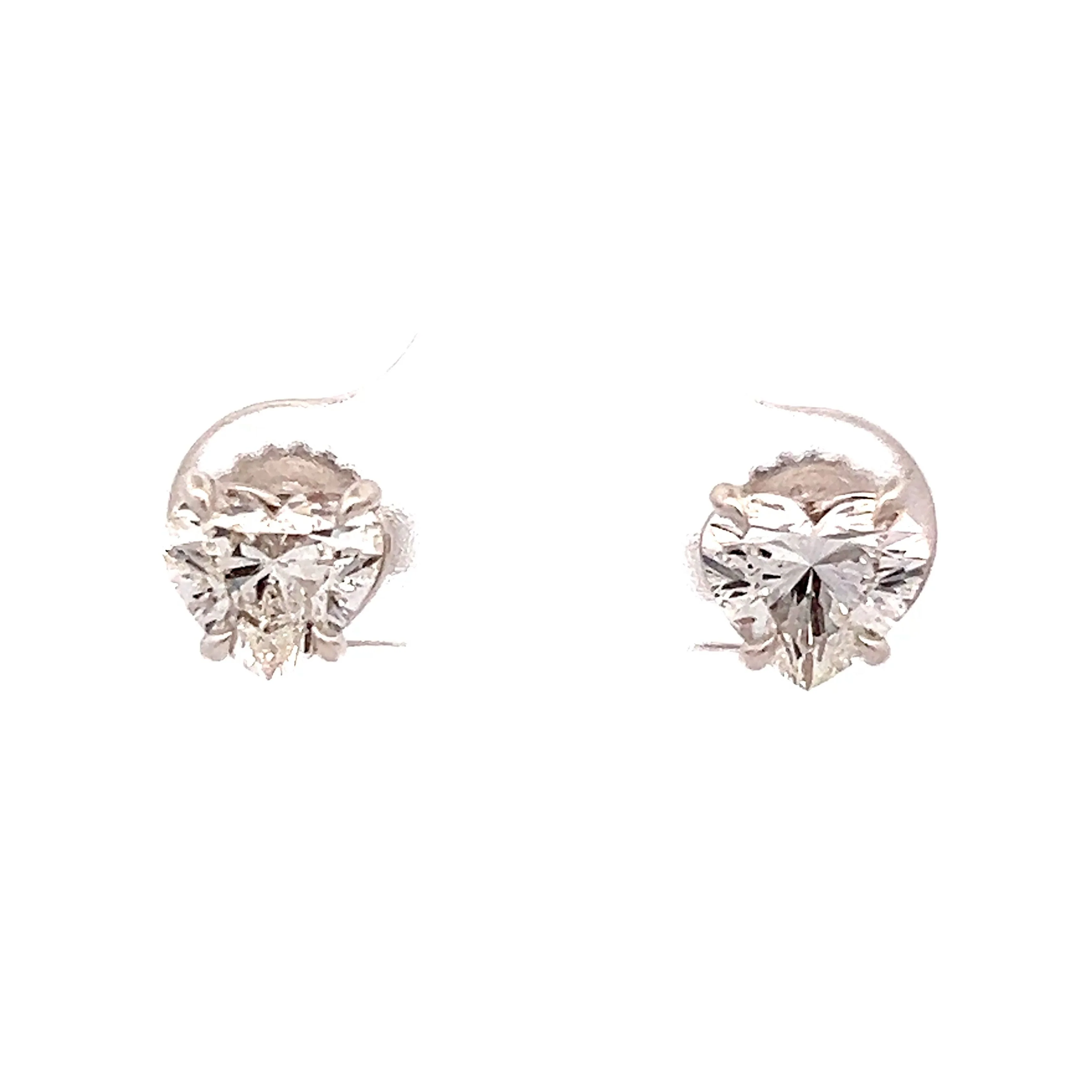 2 Carat Heart Shaped Diamond Earring Studs in 18k