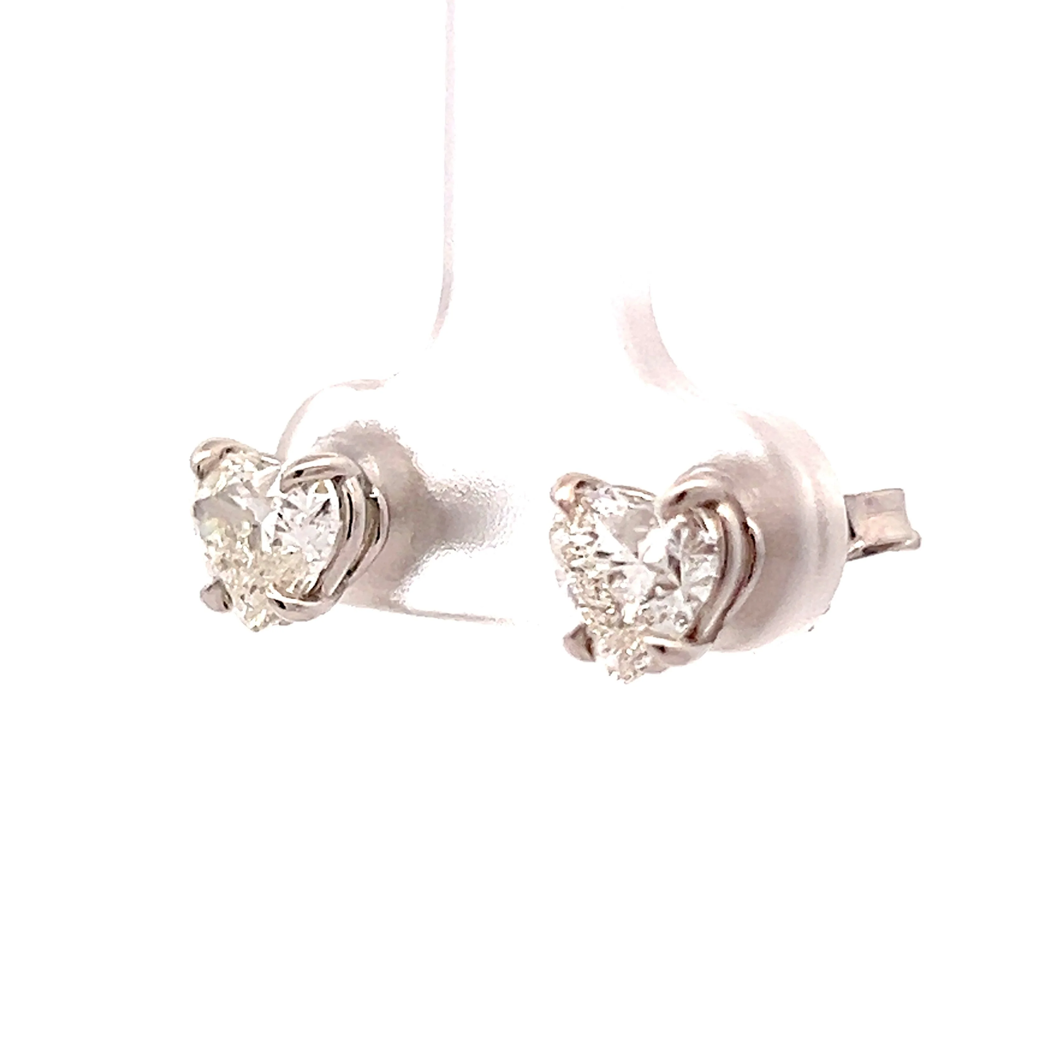 2 Carat Heart Shaped Diamond Earring Studs in 18k - Image 2