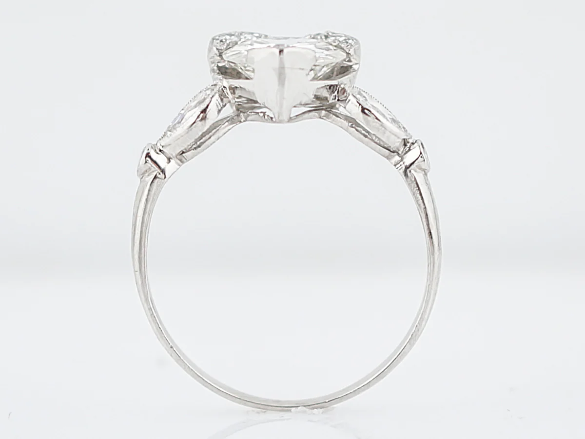 1 Carat Heart Shaped Vintage Engagement Ring in Platinum - Image 4