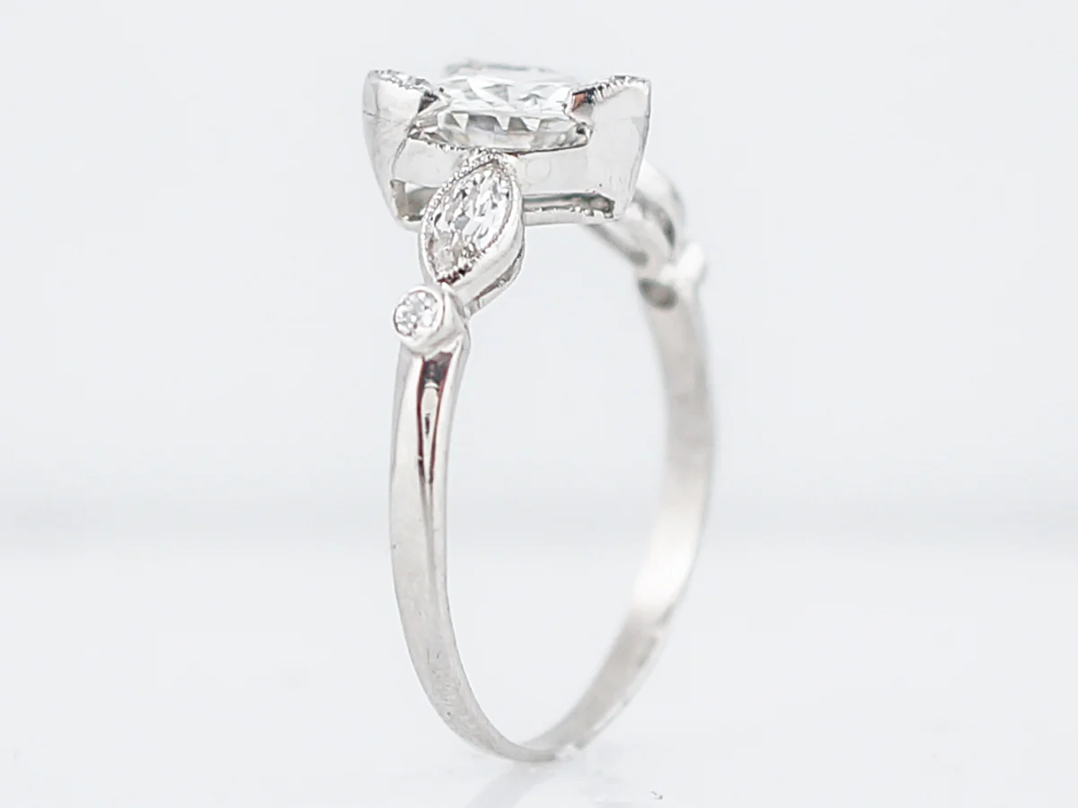 1 Carat Heart Shaped Vintage Engagement Ring in Platinum - Image 5