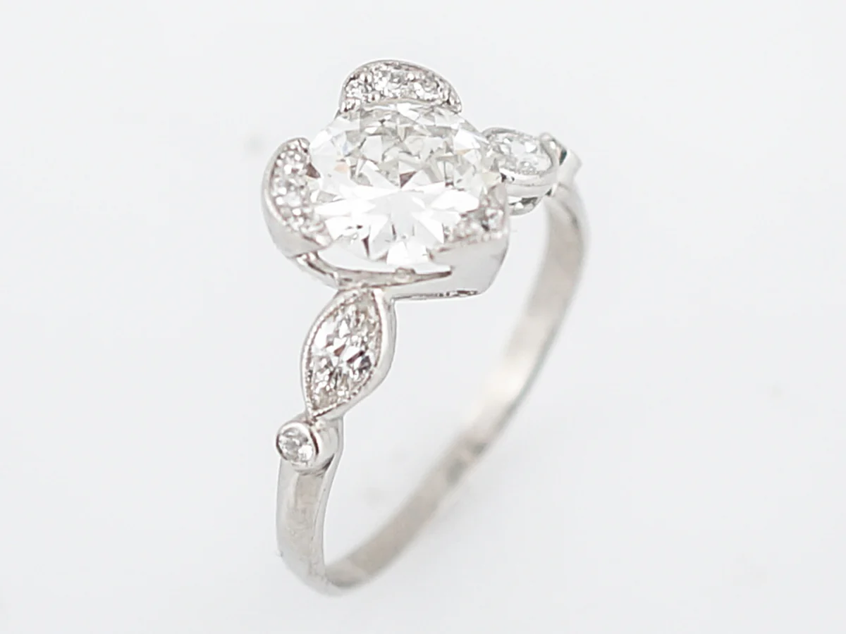 1 Carat Heart Shaped Vintage Engagement Ring in Platinum - Image 6