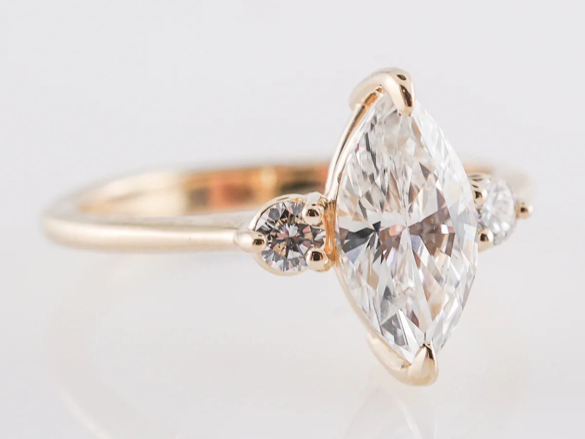 1 Carat Marquise Diamond Engagement Ring in 14K Yellow Gold - Image 3