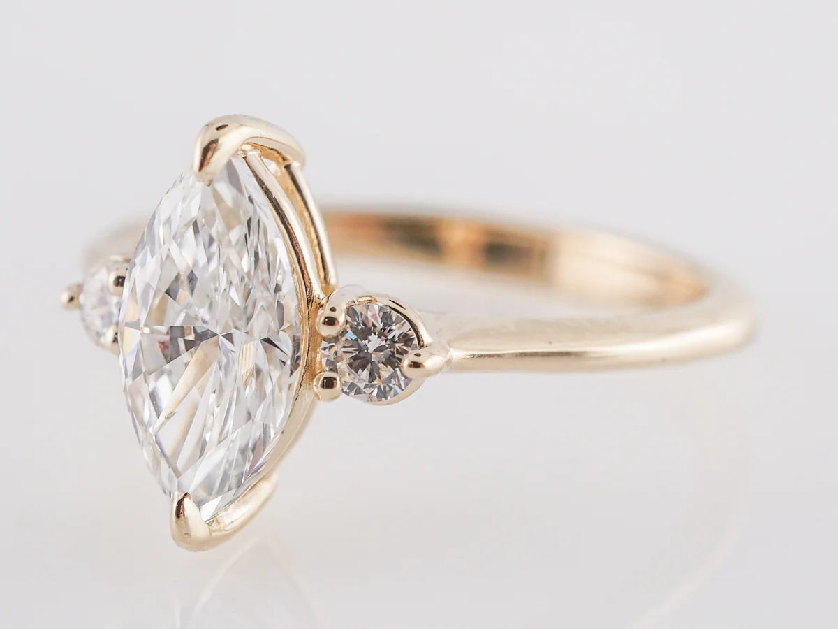 1 Carat Marquise Diamond Engagement Ring in 14K Yellow Gold - Image 4