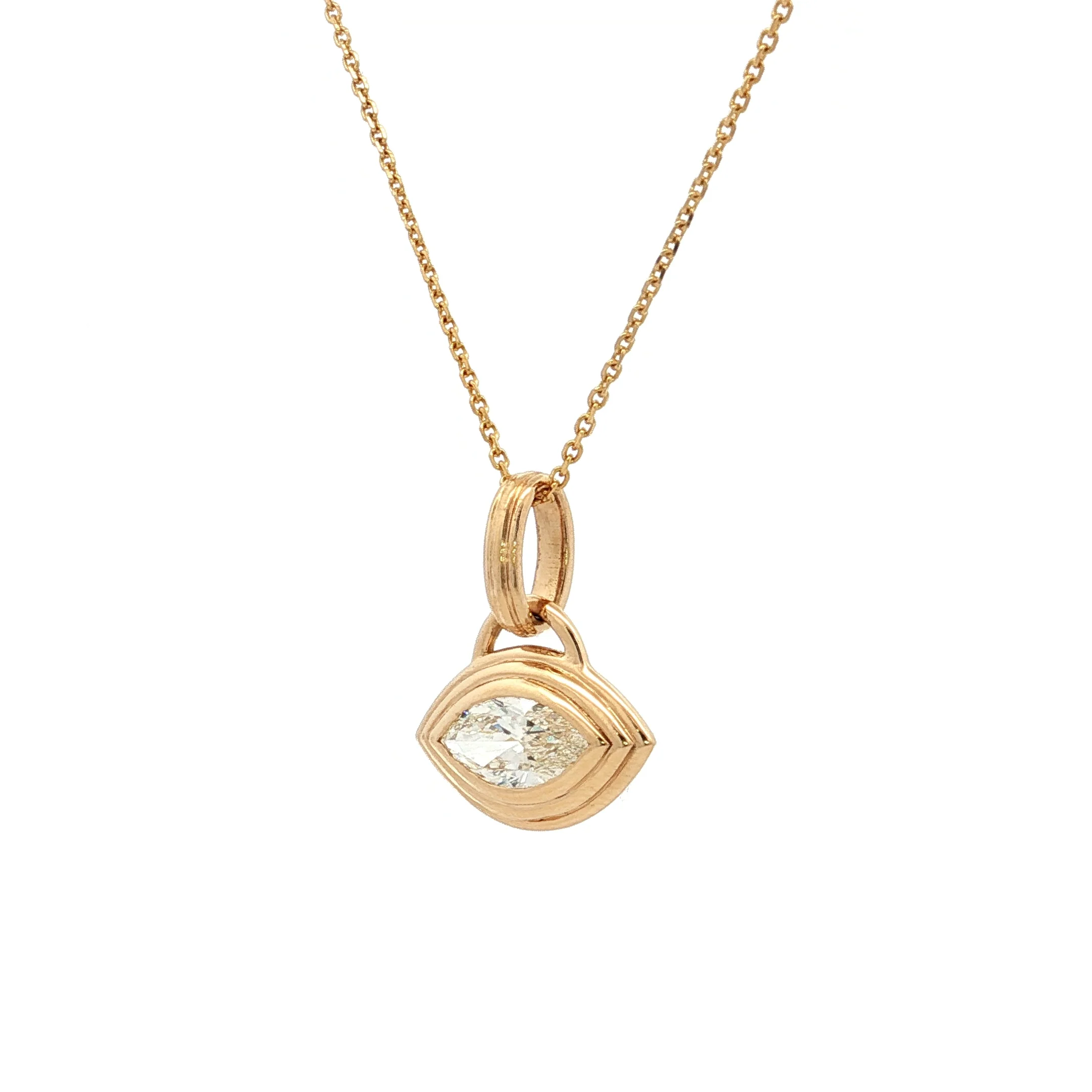 1 Carat Marquise Diamond Pendant Necklace in 18k - Image 2