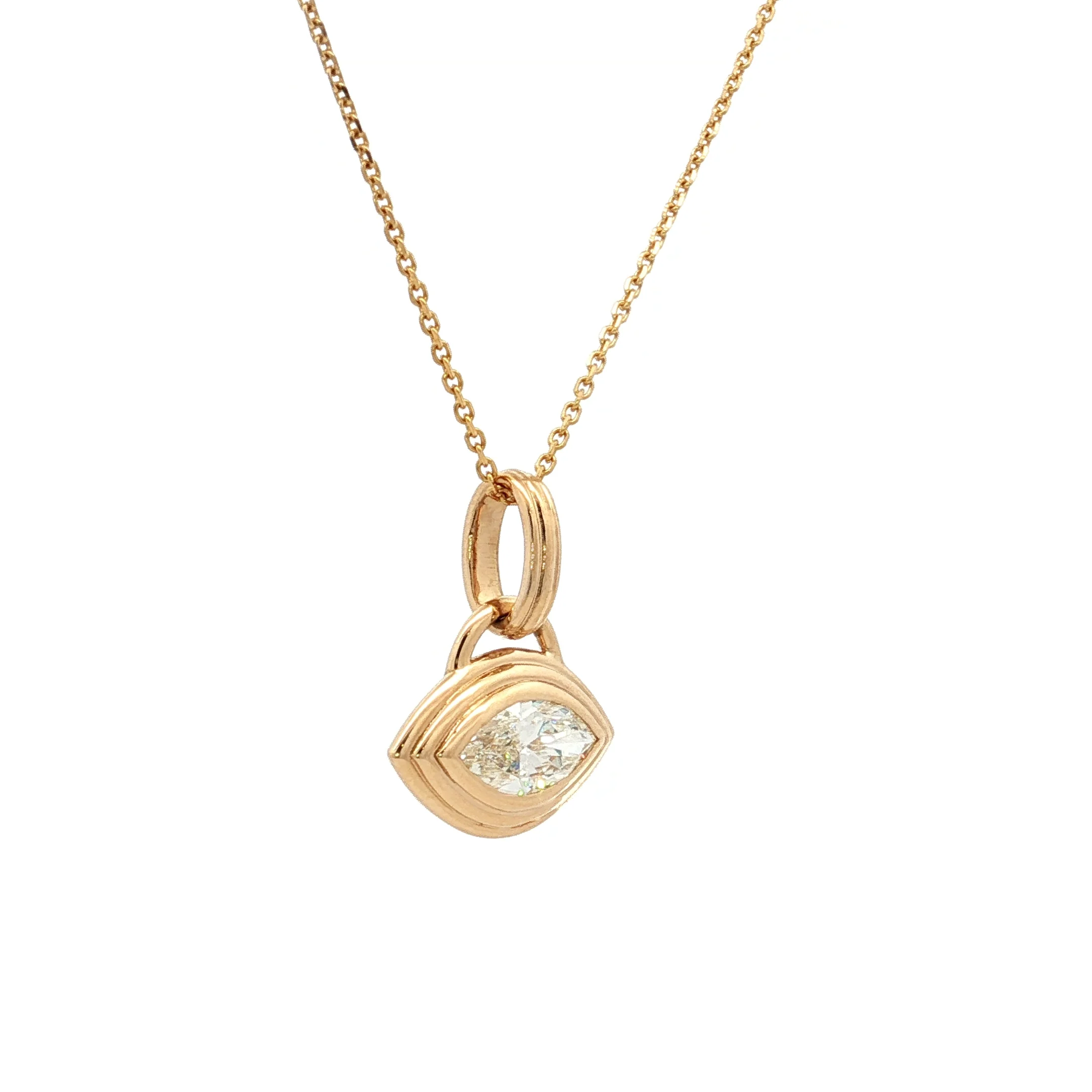 1 Carat Marquise Diamond Pendant Necklace in 18k - Image 3