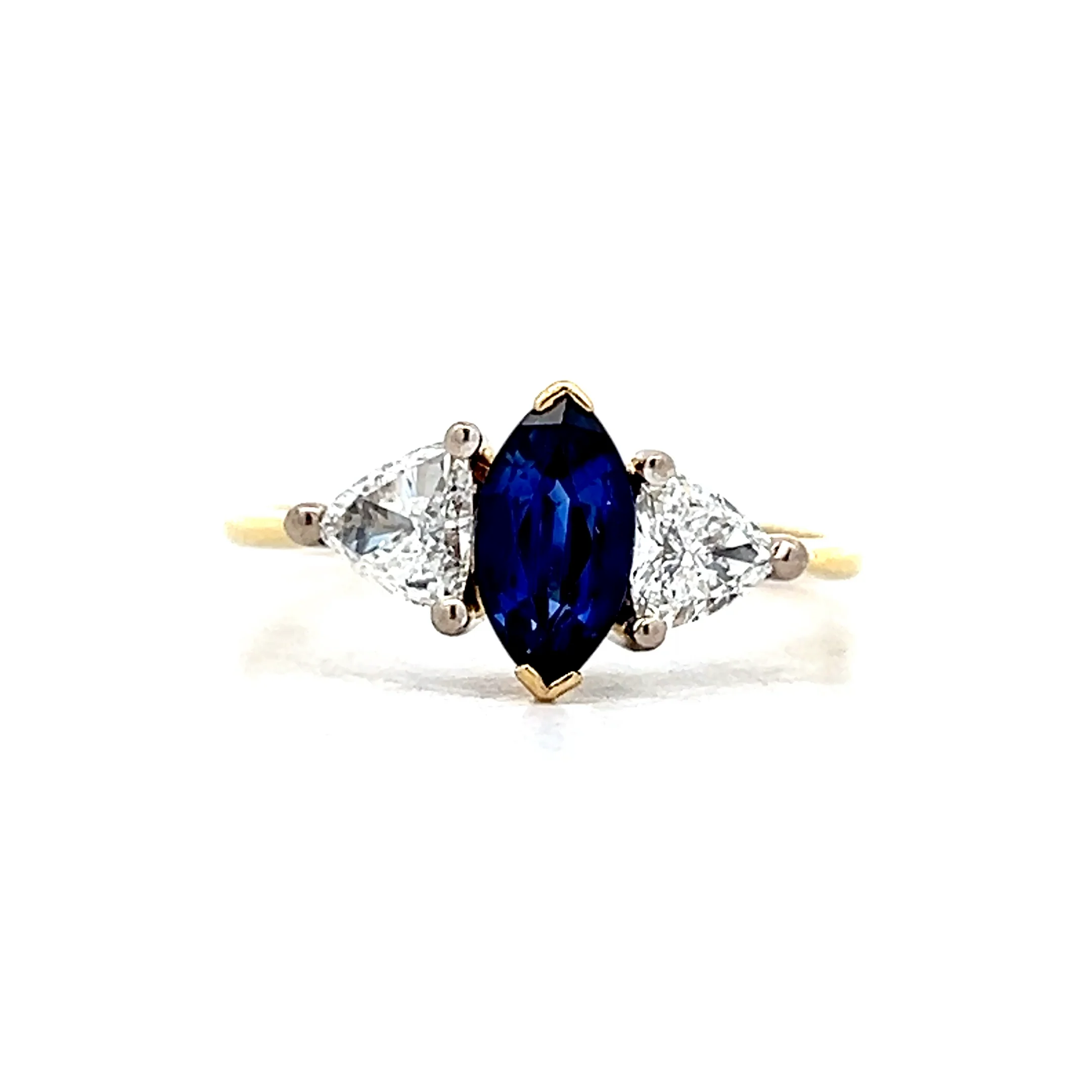 1 Carat Marquise Sapphire & Diamond Engagement Ring 18k
