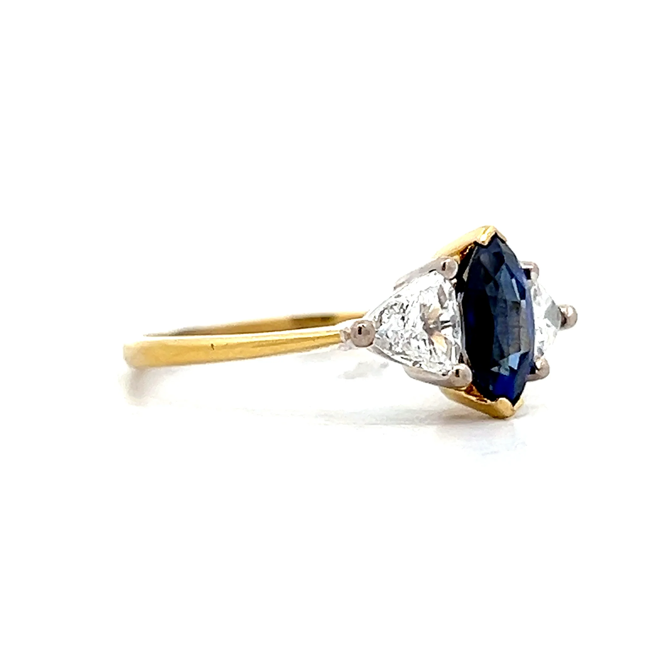 1 Carat Marquise Sapphire & Diamond Engagement Ring 18k - Image 3