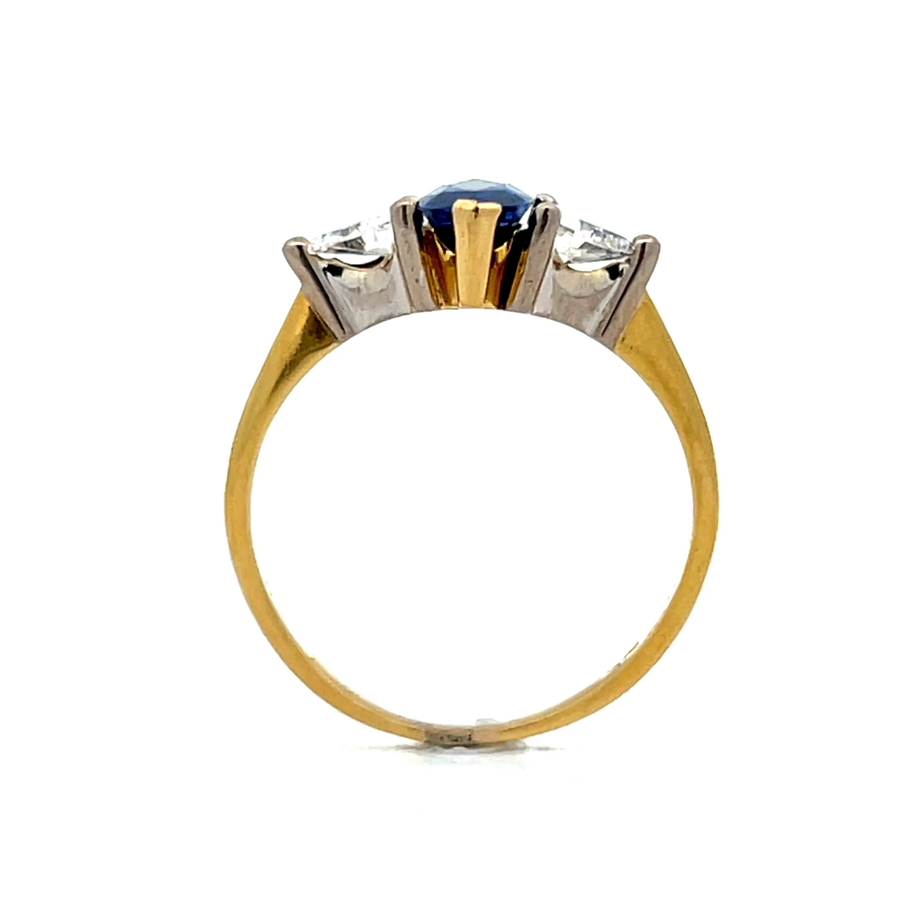 1 Carat Marquise Sapphire & Diamond Engagement Ring 18k - Image 4