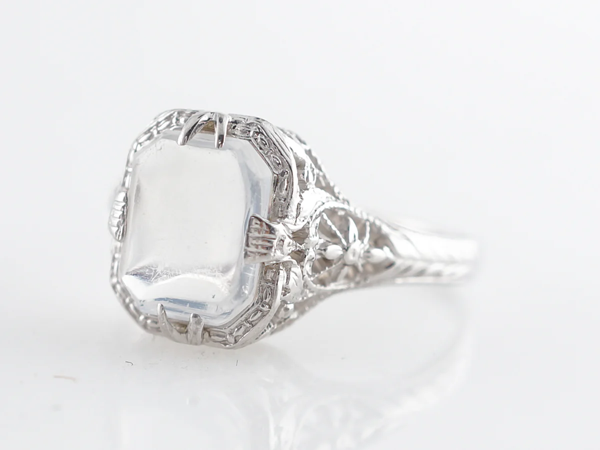 1 Carat Moonstone Filigree Cocktail Ring 14k - Image 2