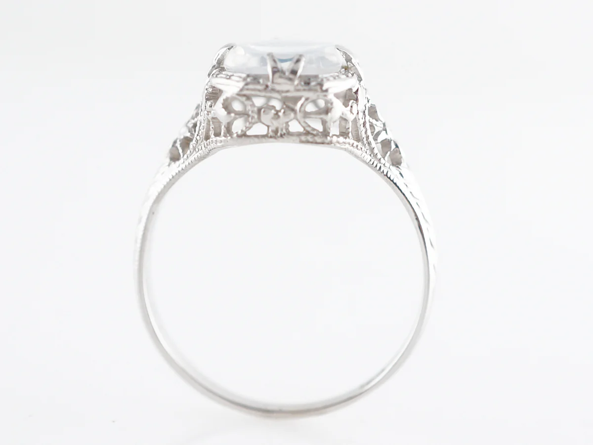 1 Carat Moonstone Filigree Cocktail Ring 14k - Image 4