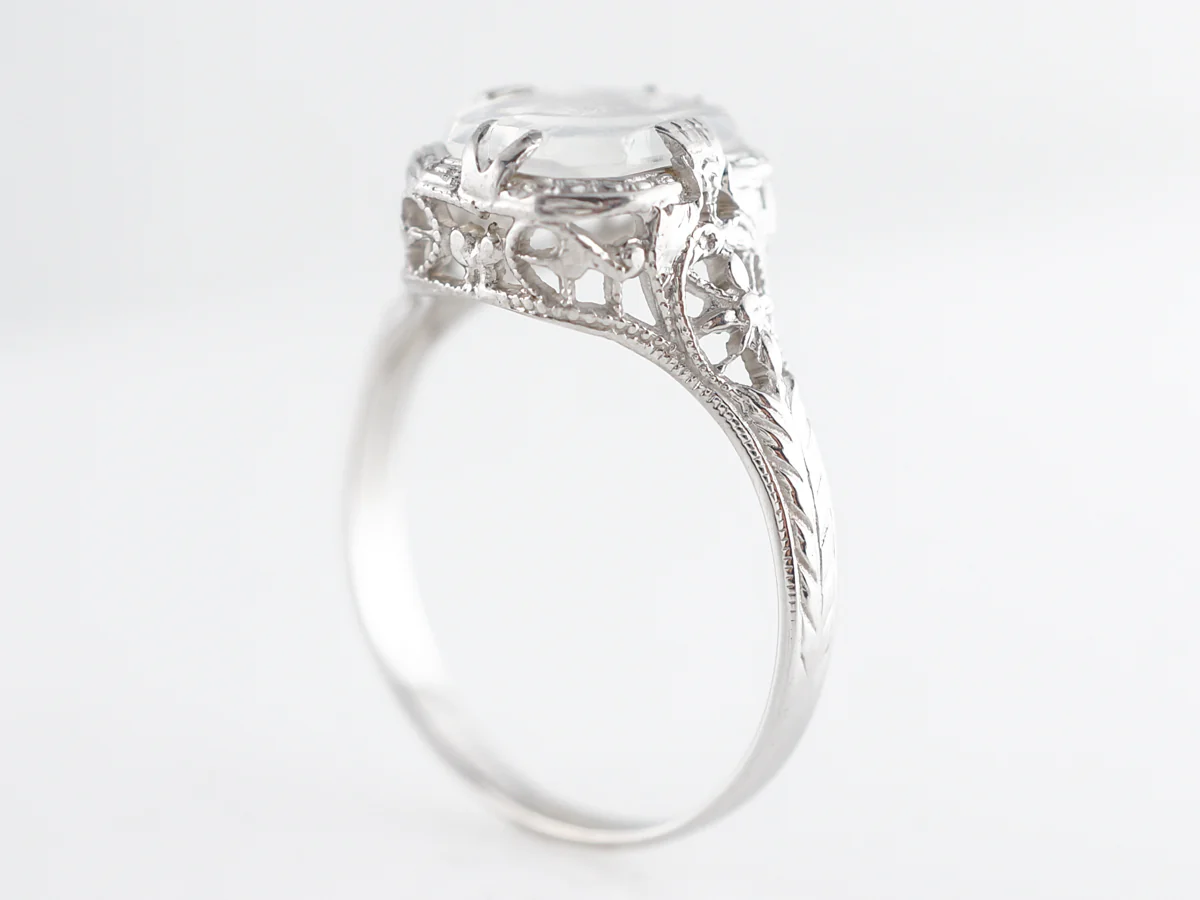 1 Carat Moonstone Filigree Cocktail Ring 14k - Image 5