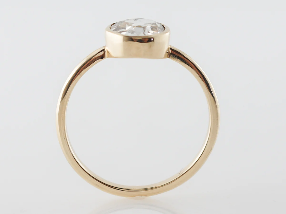 1 Carat Old Mine Cut Diamond Solitaire Yellow Gold Engagement Ring - Image 4