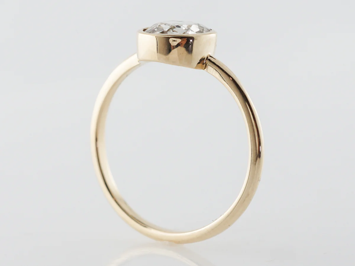 1 Carat Old Mine Cut Diamond Solitaire Yellow Gold Engagement Ring - Image 5