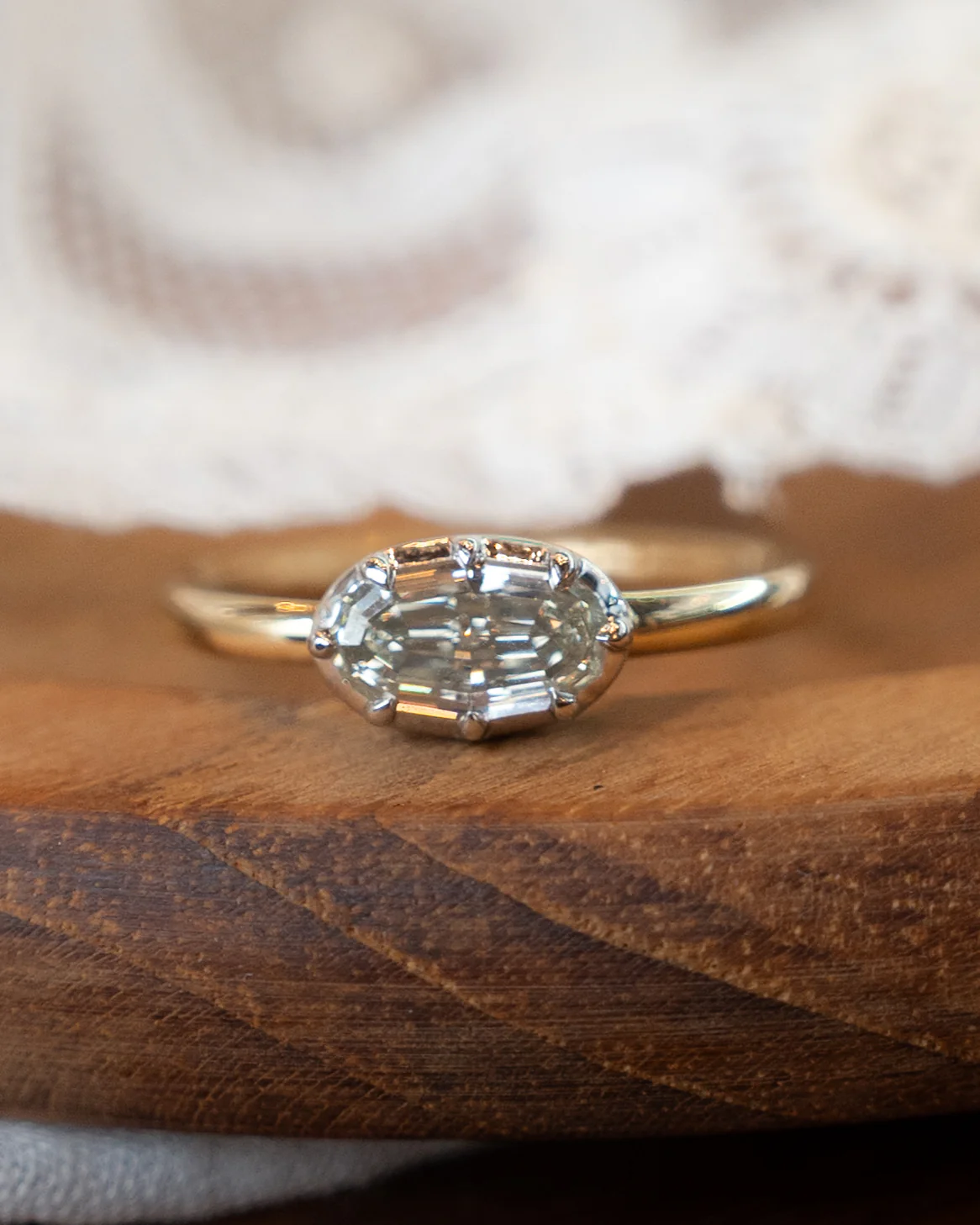 1 Carat Oval Step Cut Diamond Engagement Ring in 14k - Image 6