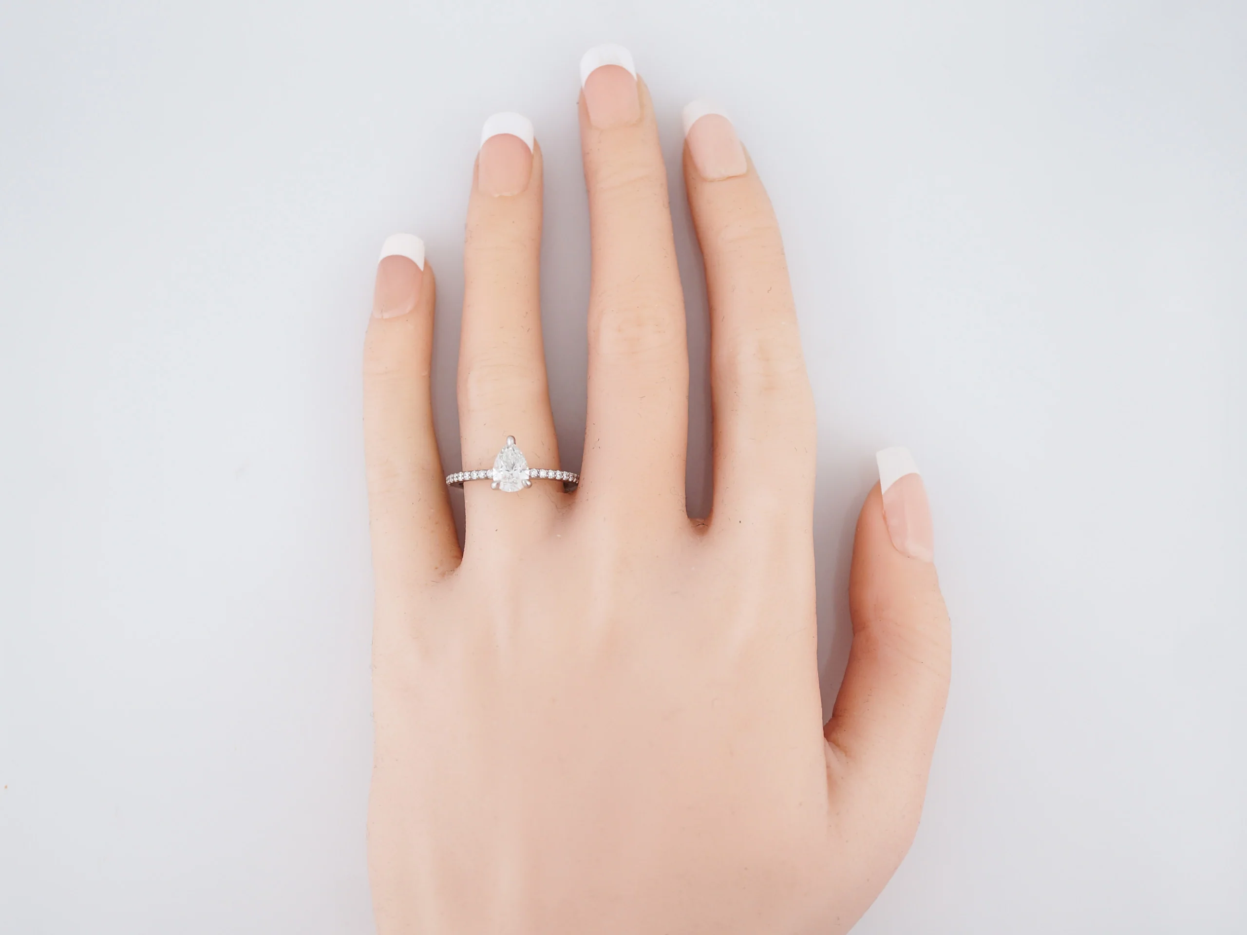 1 Carat Pear Diamond Solitaire Engagement Ring 14k - Image 7