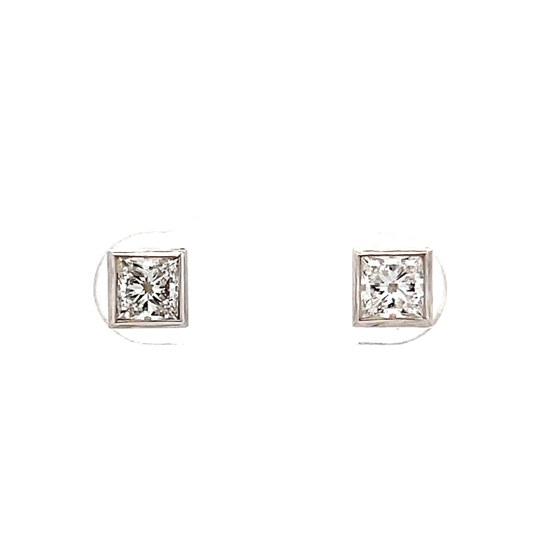 1 Carat Princess Cut Diamond Stud Earrings in 14k
